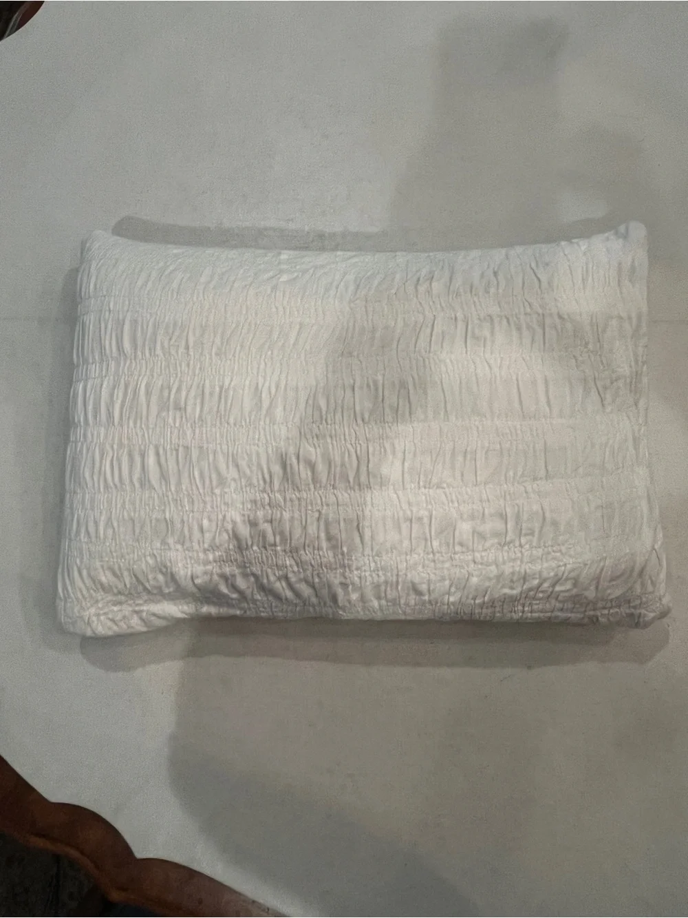 Vintage style Laura Ashley White Ruched Decorative feather Pillow.